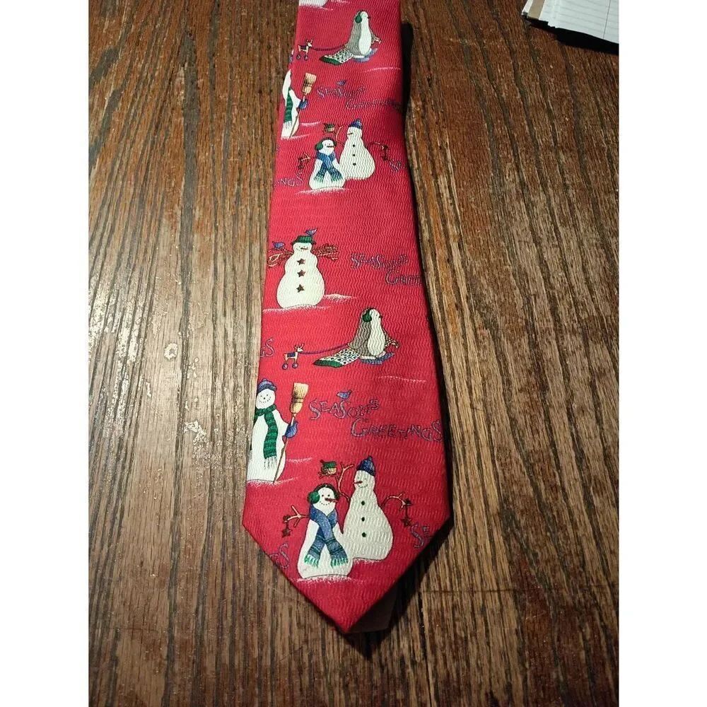 Keith Daniels Christmas Holiday Snowman100% Silk Necktie Tie Office Church Party